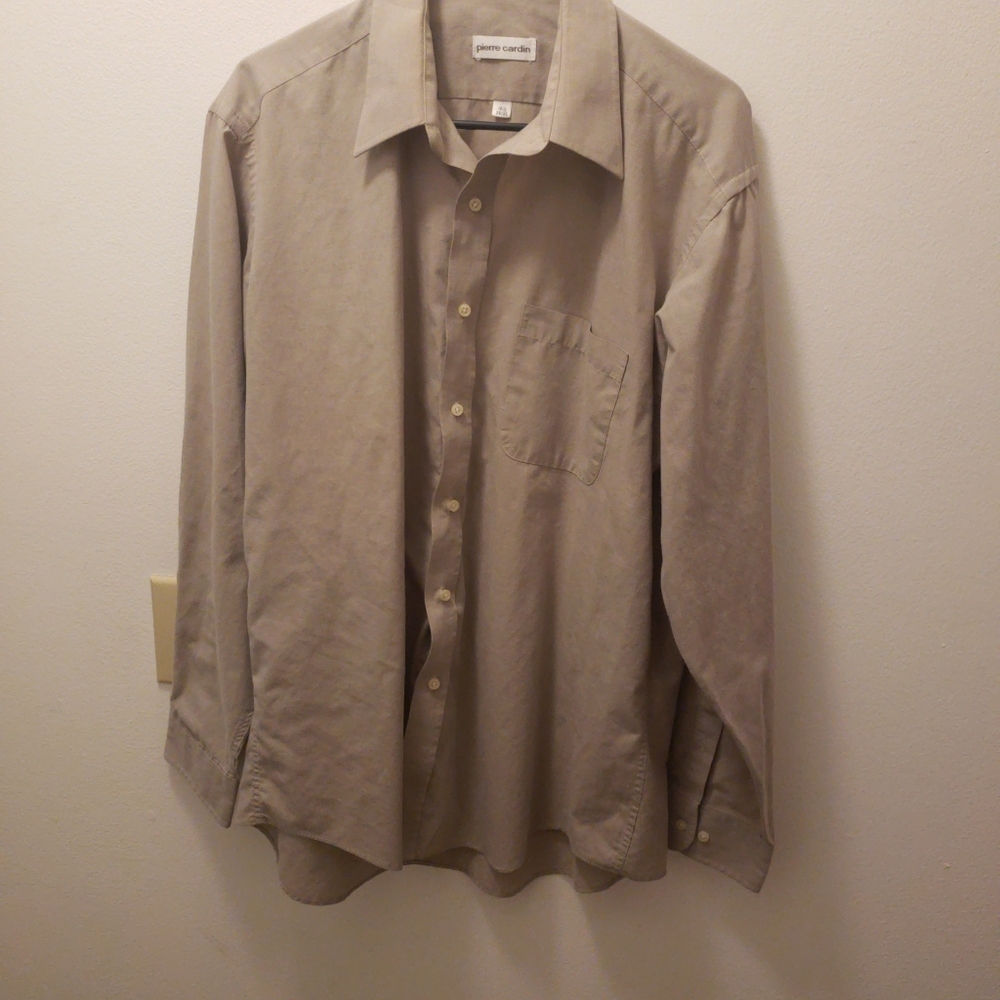 Pierre Cardin Mens Button Down Shirt Tan